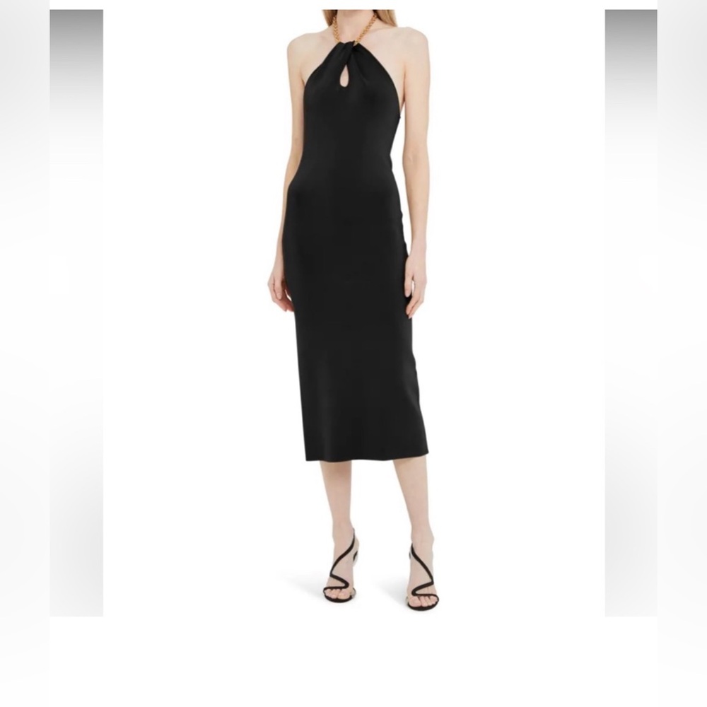 NWT Galvan London Cleopatra Chain Necklace Halter Midi‎ Dress Medium